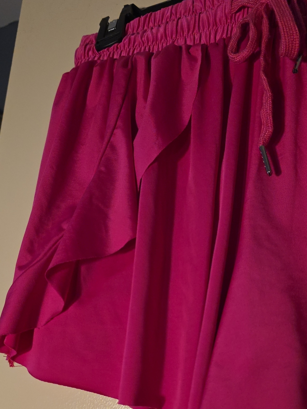 Women’s Hot Pink Ruffle Drawstring Shorts - Picture 3 of 6